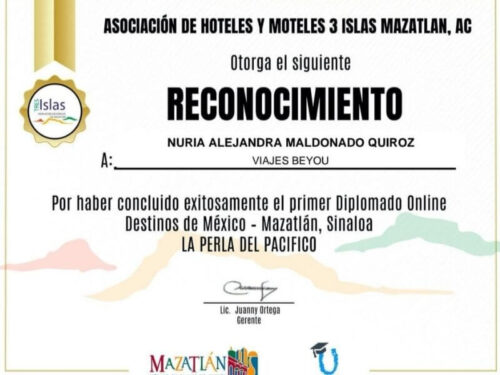 Asociación de Hoteles y Moteles 3 Islas Mazatlán - Reconocimiento a Viajes BeYou